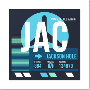 Jackson Hole (JAC) Airport // Sunset Baggage Tag Posters and Art